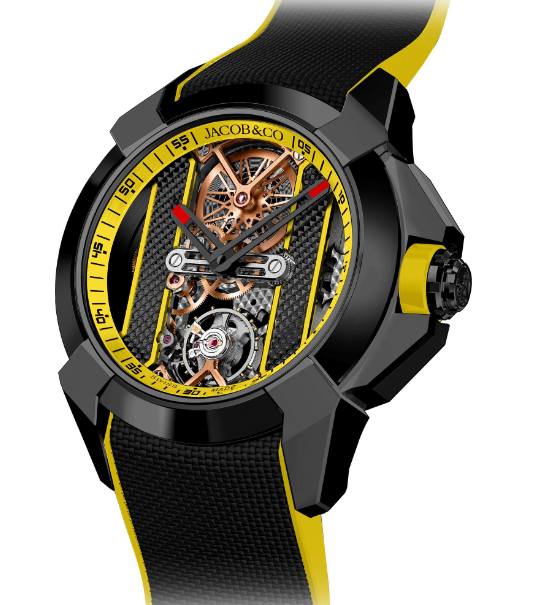 Review Jacob & Co Epic X Steel Black DLC - Yellow Inner Ring EX120.11.AH.AB.ABRUA Replica watch